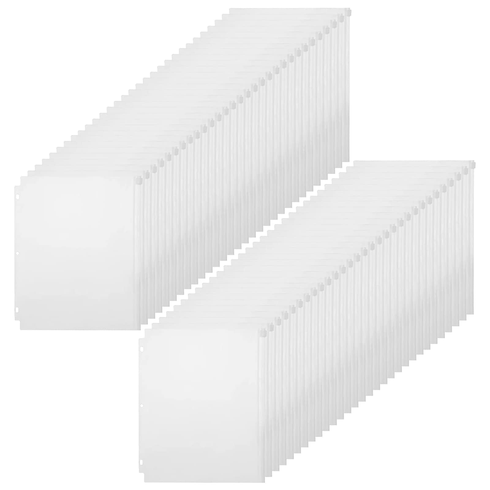 YoeeJob - Raccoglitore a 3 anelli in PVC trasparente con chiusura a cerniera, con inserto in pagine per lettere, 8 1/2 x 11, 60 pezzi per confezione