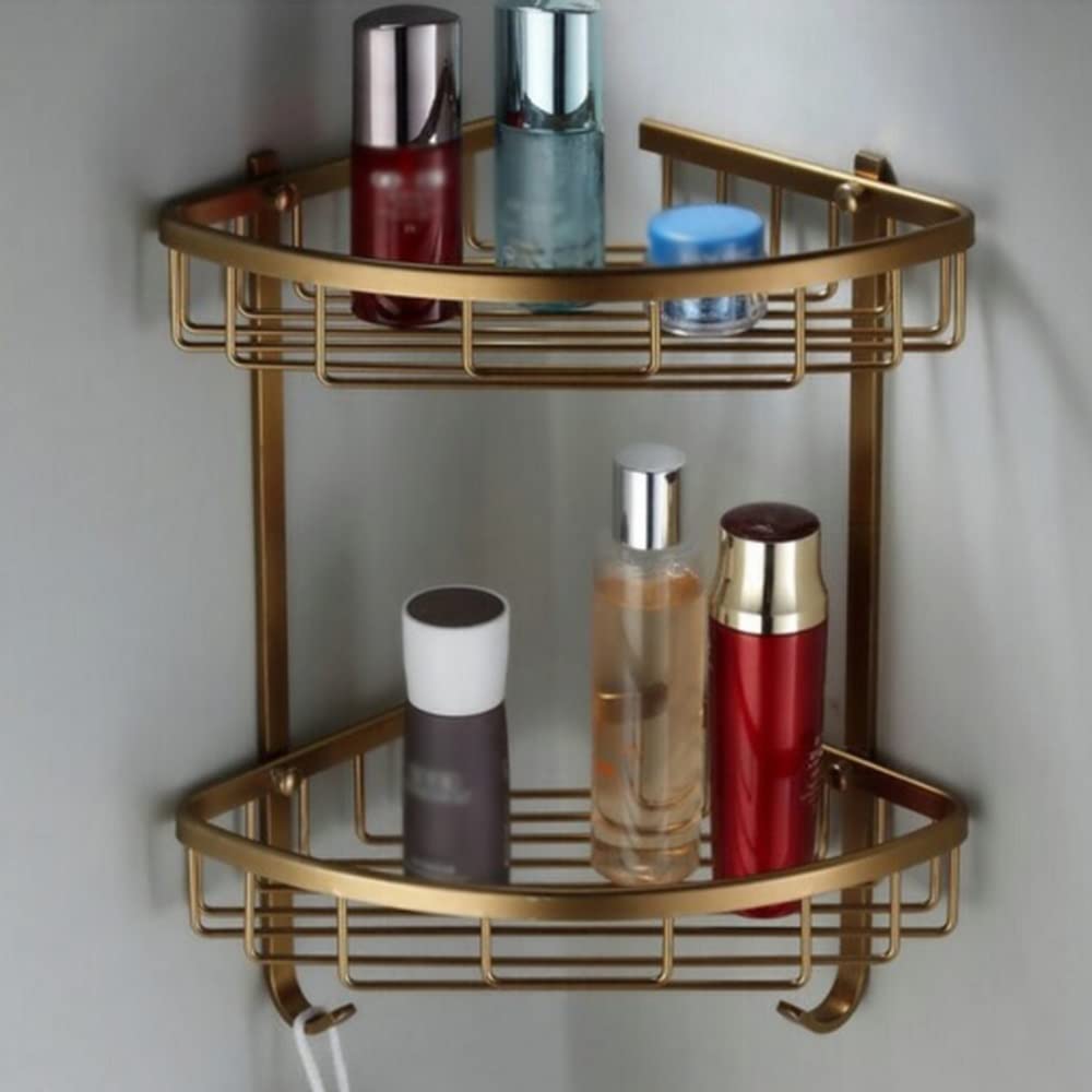 BAHELS Corner Shower Caddy Wall Mounted Antique Brass Bathroom Corner Shelf Bathroom Shampoo Shelf Bath Shower Shelf Soap