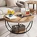 Mode im günstig Kaufen-Tribesigns Runde Couchtisch, Industrial 2-Tier-Kreis Couchtisch mit Lagerung Regale, Moderne hölzerne Akzent Mitte Tisch Sofa Beistelltisch für Wohnzimmer, Home Office