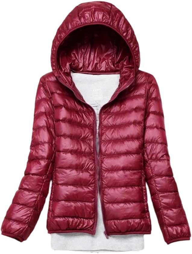 Women’s Packable Down Jacket Hooded Lightweight Short Warm Fashion Spring Autumn Casual Coat