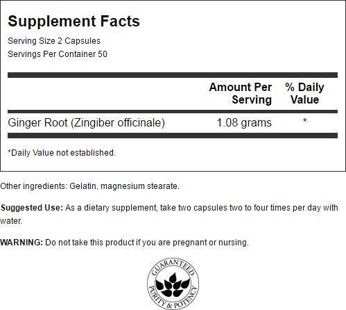 Swanson Ginger Root 540 Milligrams 100 Capsules #TOP1