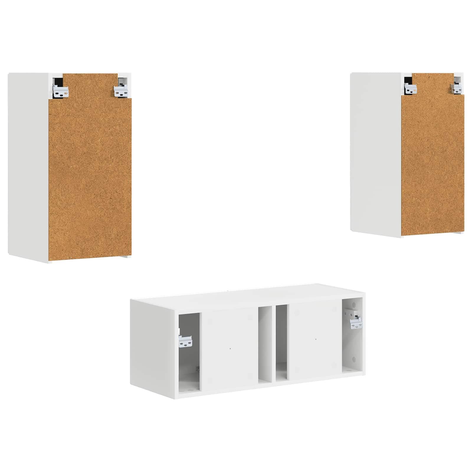 TV-Schrankset Wandmontiert 2 pcs Weiß Holzwerkstoff, Modernes Media Center mit Stauraum, 78,5x31x30 cm, für Wohnzimmer Schlafzimmer, Elegantes Design