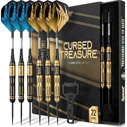 IgnatGames Steel Tip Dart Set - Brass Barrels with Tempered Steel Points, Aluminum Shafts, 16 GlideXPro Flights (Standard No. 2 + Slim), Accessories, Giftable Case