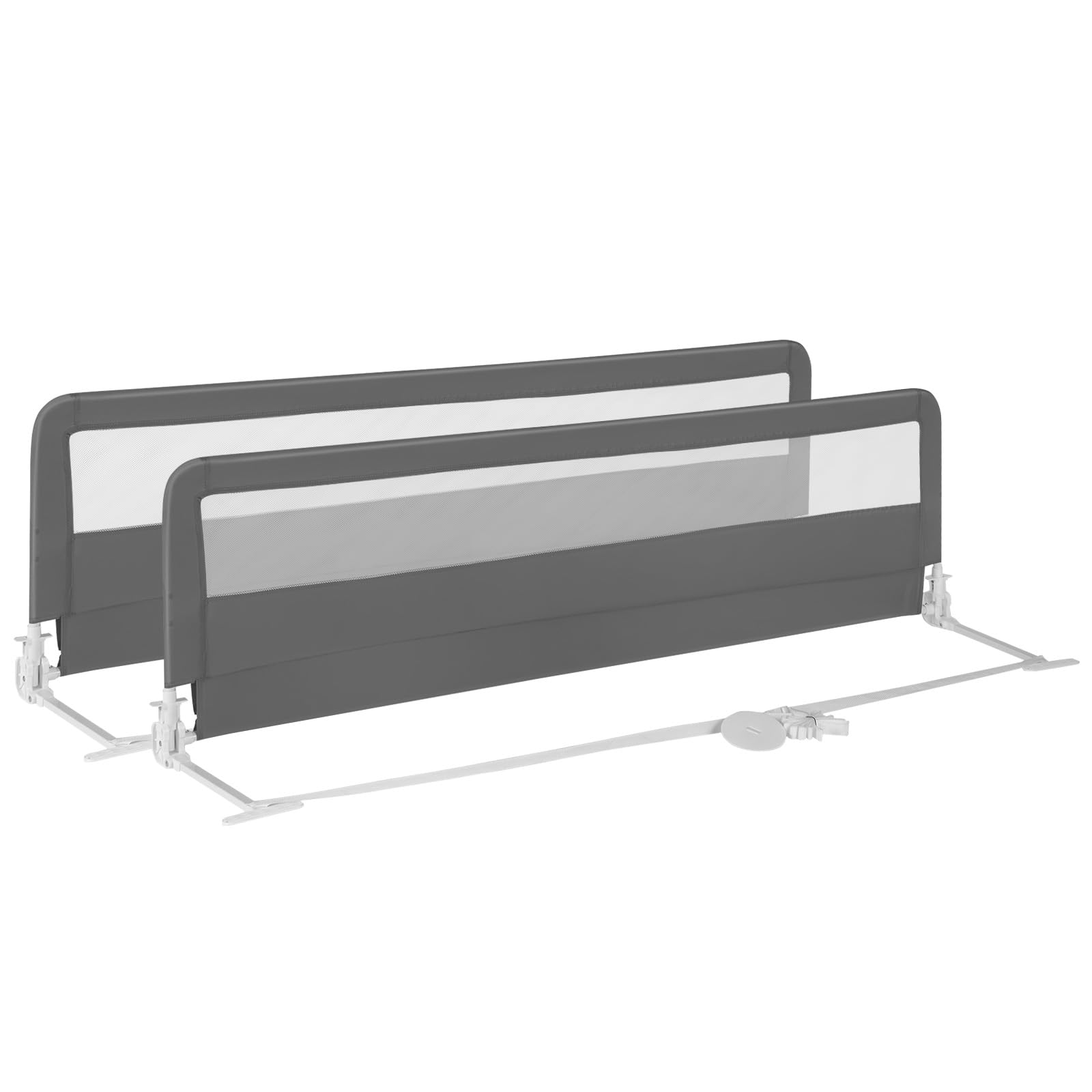 Costzon Bed Rail for Toddlers, 2 PCS Extra Long Swing Down Safety Bed Guards w/Straps for Convertible Crib, Kids Twin, Double, Full Size, Queen & King