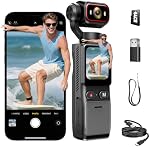 4k Pocket Vlogging Camera, Handheld Action Camera, Portable Content Creator Camera with 1.69" Color Touchscreen, 160° Wide-Angle & Stabilization Body Cam, Blogging Camera for Travel, Sports (64G)