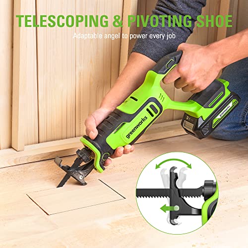 Greenworks 24V Brushless 1" Cordless Reciprocating Saw (3,000 SPM), Light Weight Compact Handsaw, Variable Speed Trigger, Tool Only thumbnail 6