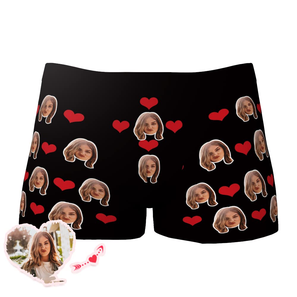 SOUFEEL Custom Boxers Personalized Photo Underwear Funny Face Briefs Underpants Gag Gifts for Men Husband Boyfriend