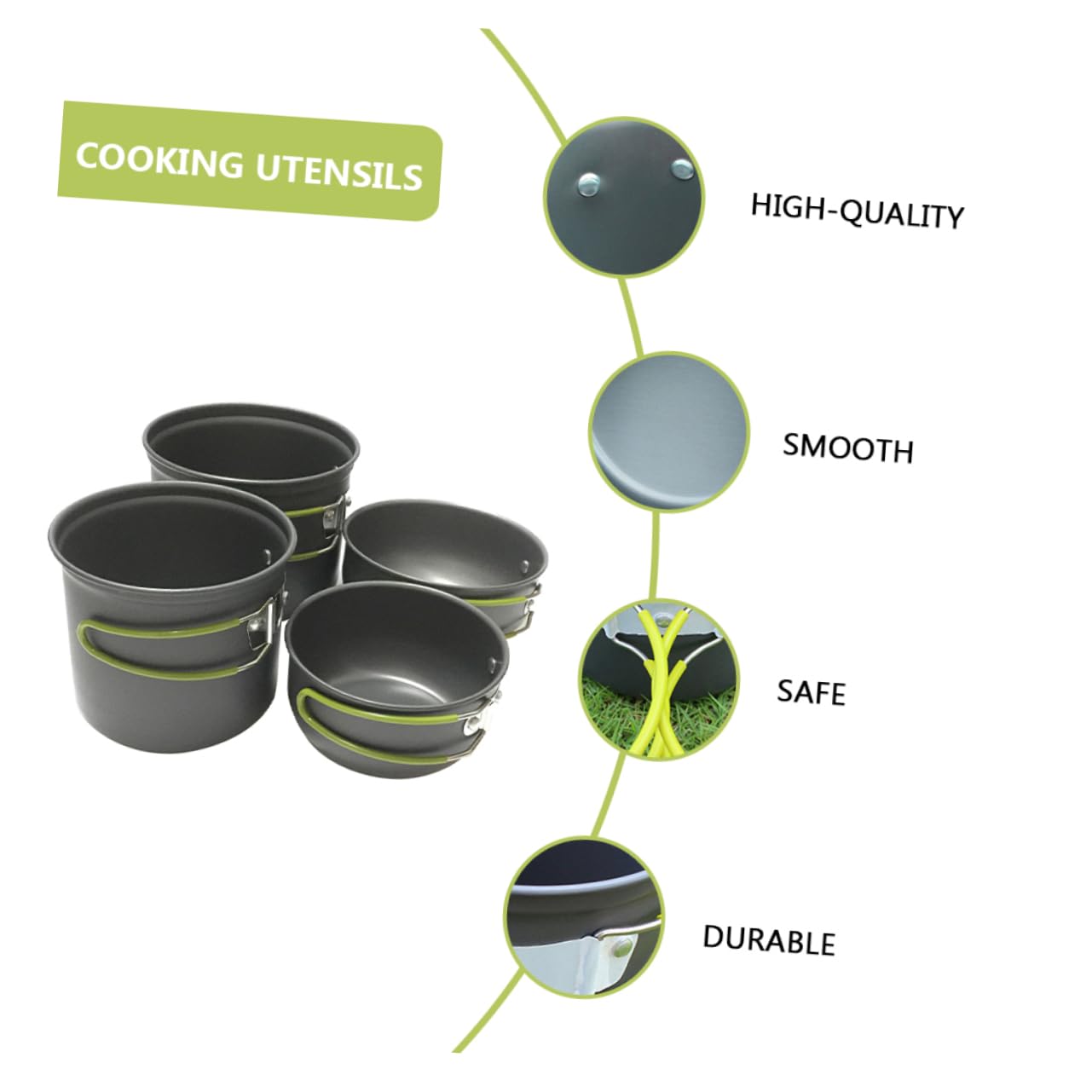 HANABASS 1Set Camping Cooking Portable Outdoor Cookware Kit with Collapsible Handle Lightweight and Easy to Clean for Hiking Picnics and Camping Activities