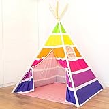NUBUNI Tienda Tipi Infantil | Tipi Rosa | Tipi para Niños | Tipi Niña | Tienda Campaña Infantil | Cabañas para Niños | Tienda de Campaña Infantil | Alfombra Antideslizante y Bolsa de Transporte