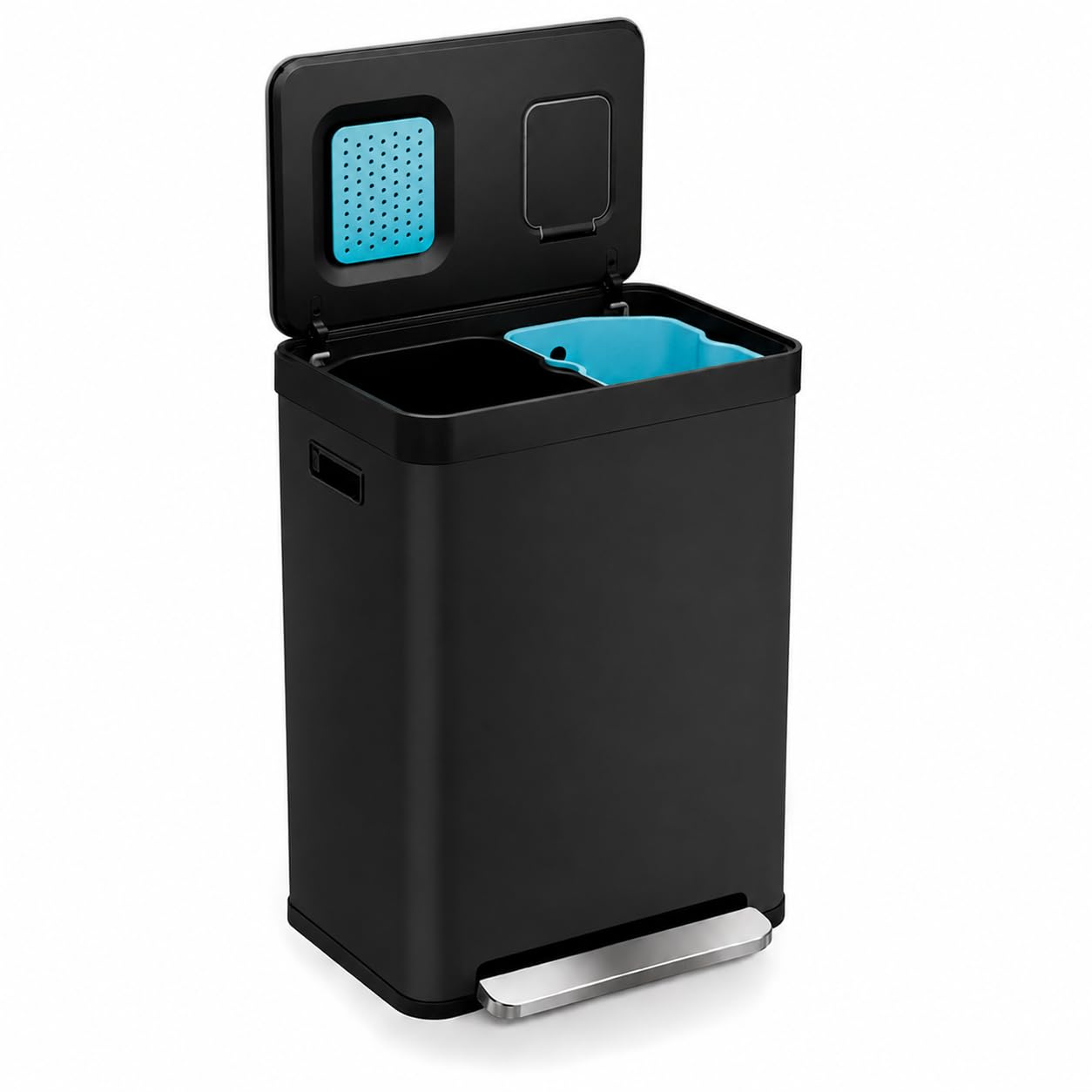 Home Zone Living 19 Gallon Kitchen Trash Can with Dual Compartments