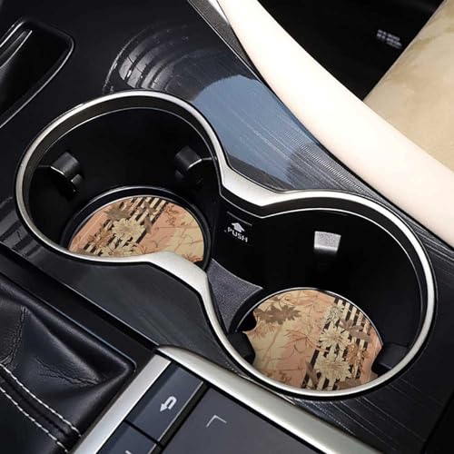 Portavasos para carro de madera con diseño floral y rayas 2 piezas miniatura 7
