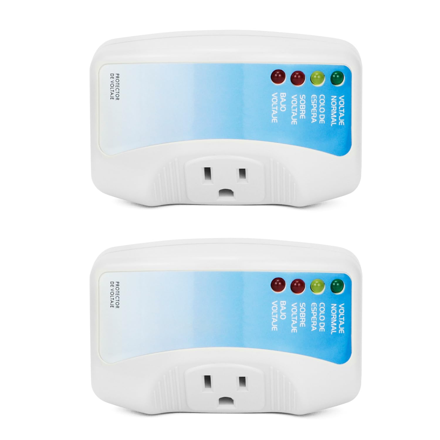 QWORK Voltage Protector 2-Pack for Major Appliances, 120V 1400W, Surge & Voltage Fluctuation Protection with Safety Cycle and LED Indicator - for Air Conditioners, TV/PC, Freezers, and Washers