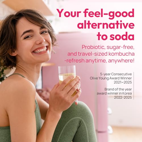 Image of TEAZEN Strawberry&Kiwi Kombucha Powder, Hydration Drink Mix, Sugar Free, Live Probiotics & Prebiotics, On-the-Go 10 Packets, 1.76oz