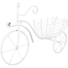 Bicycle Wall Planter Basket White Metal Bike Flower Pot Holder Indoor Outdoor Garden Decor Hanging Plant Holder for Patio Balcony Home Wall