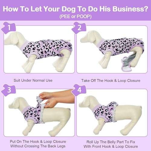 Image of Kuoser Dog Recovery Suit for Dogs After Surgery,Professional Surgical Onesie for Female Male Dogs Spay Neuter,Soft Dog Surgery Suit Bodysuit for Abdominal Wounds Skin Disease,Purple Leopard XS