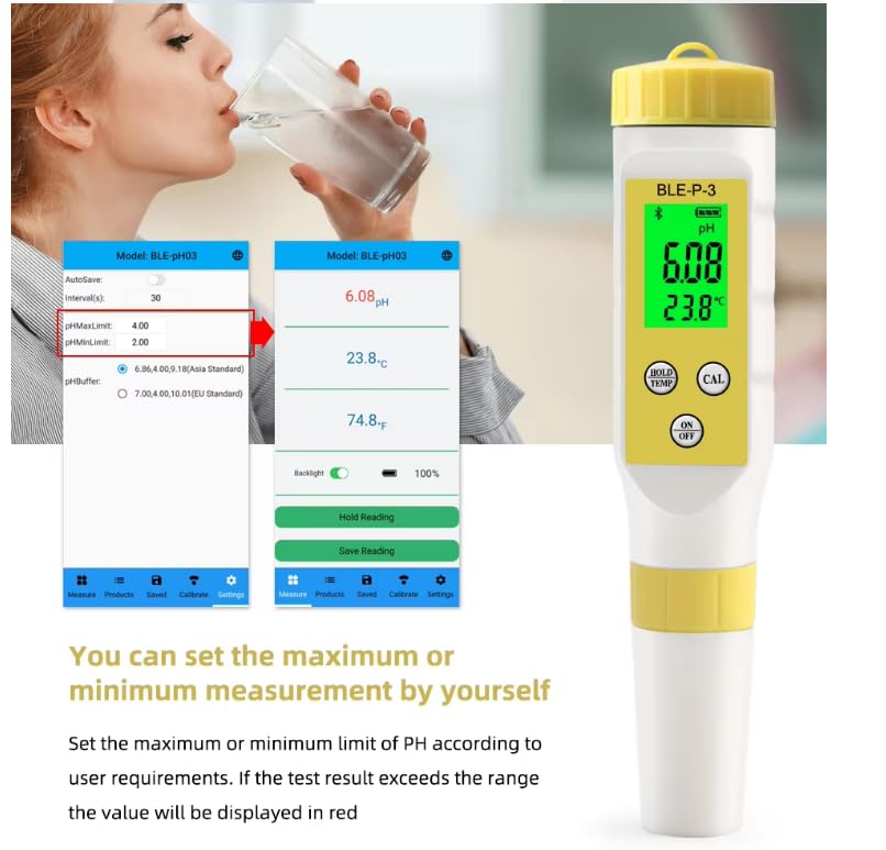 BLE-P-3 pH Meter Data Synchronization with App