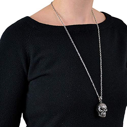 Morella Damen Halskette 70 cm Edelstahl Totenkopf Anhänger im Schmuckbeutel - 5