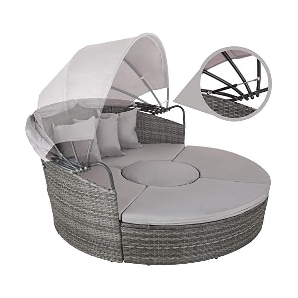 TecTake Aluminium poly rattan sun isle day bed lounger | width: 178 cm - Image 5