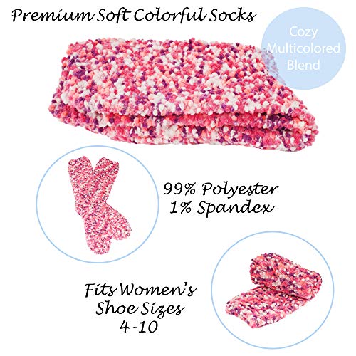 Image of BambooMN Colorful Fuzzy Socks - Assorted Super Soft Warm Microfiber Comfy Home Socks - Value Pack