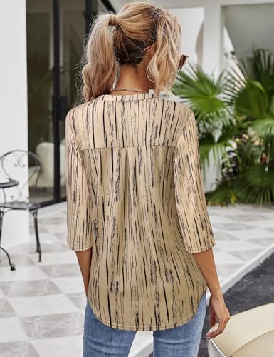 VALOLIA Womens Tops 3/4 Sleeve Shirts V Neck Blouses Dressy Casual Tunic Tops M-XXL2