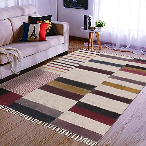 Tapis bohème imprimé à la main facile à laver pour salon - 3