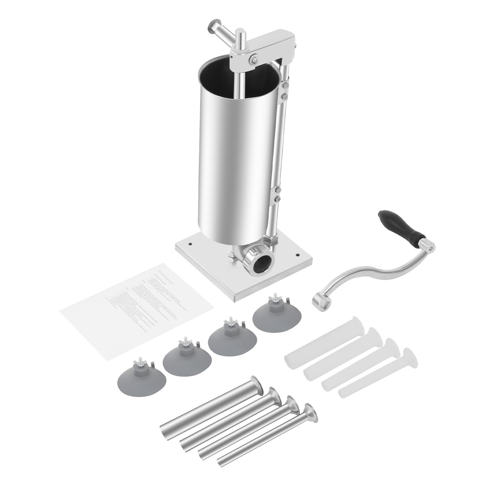 Wurstfüller, Küche Aluminium Manuell Wurstfüllmaschine mit Saugfuß Verpackt 4 Größe Professionelle Wurstfüllrohre für Hausgemachte 4 Stuffing Tubes zum Füllen von Fleisch, Küchenmaschine