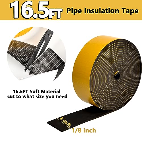 Pipe Insulation Tape, 16.5 FT x 2 Inch Foam Pipe Insulation Tape Self