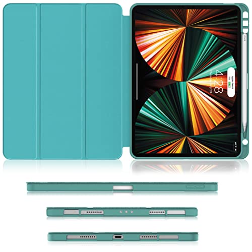 Soke New Ipad Pro 11 Case 2022/2021/2020 With Pencil Holder - [Full Body Protection + 2Nd Gen Apple Pencil Charging + Auto Wake/Sleep], Soft Tpu Back Cover For 2022 Ipad Pro 11 Inch(Lake Blue) #TOP2