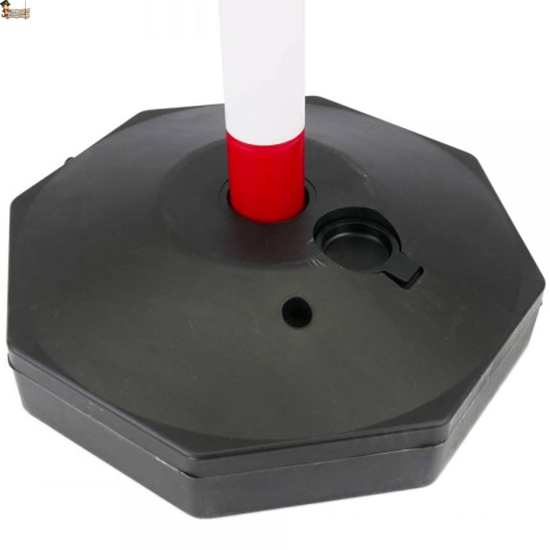 BricoLoco.com Poste señalización y balizamiento para cadena. FLUORESCENTE. Pack 8 uds. ¡¡¡ CADENA PLÁSTICO INCLUIDA !!!. Baliza poste separador de filas para eventos. Rojo y blanco de 87 cms. (8)