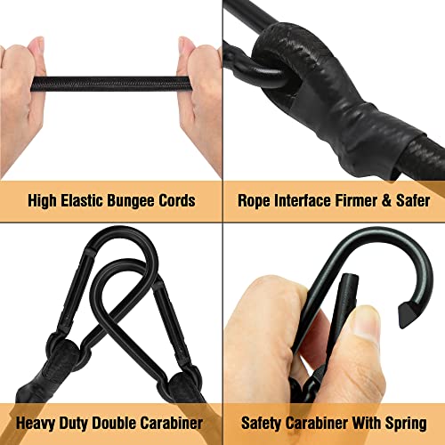 Bungee Cords with Carabiner Clips, 4 Pack Long Heavy Duty Carabiner Bungee Cord 150 cm - Image 3