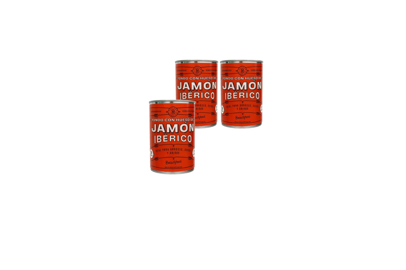 Beautifood – Fondo Concentrado de Jamón Ibérico para Arroces, Guisos y Recetas Gourmet | 100% Natural | Sabor Intenso y Tradicional | 4 Raciones por Lata de 400g | Pack de 3 Latas