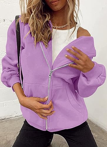 Image of PRETTYGARDEN Women's Fall Zip Up Hoodies Sweatshirts