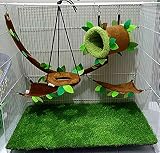 5 Piece KPS Cute Sugar Glider Hamster Squirrel Chinchillas Small Pet Cage Set Forest Pattern Light B