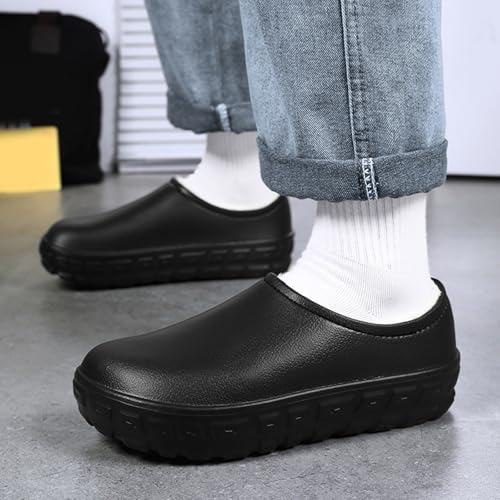 Classic Fleece Lined Clogs Waterproof Winter Fuzzy Slippers for Women Men Indoor and Outdoor Garden House Slippers Warm Unisex Non-Slip Mules Womens Comfortable Cozy Shoes Footwear2