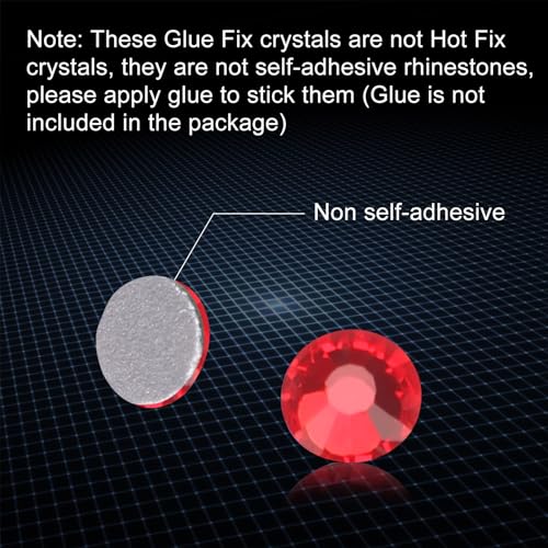 Image of Flatback Rhinestones Gems for Crafts 4.8mm SS20, Siam | Glue Fix, 576pcs Glass Rhinestones for Bedazzling, Clothes, Tumblers, Nail Art, Shoes, Bags, Caps & Accessories Decoration