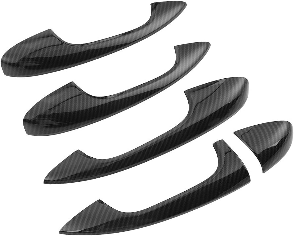 Qiilu Door Handle Covers Carbon Fiber Exterior Door Bowl Cover Trim for C Class W205 2015-2018 GLC X253 2016-2018