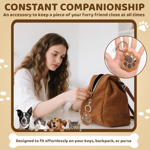 Bafiwu Schlüsselanhänger Leder für Tierhaare Erinnerung, 3 Stück Schlüsselring mit Pfote Design, Erinnerung Hund Geschenk für Hundebesitzer Andenken An Verstorbene Katze für Katzenliebhaber