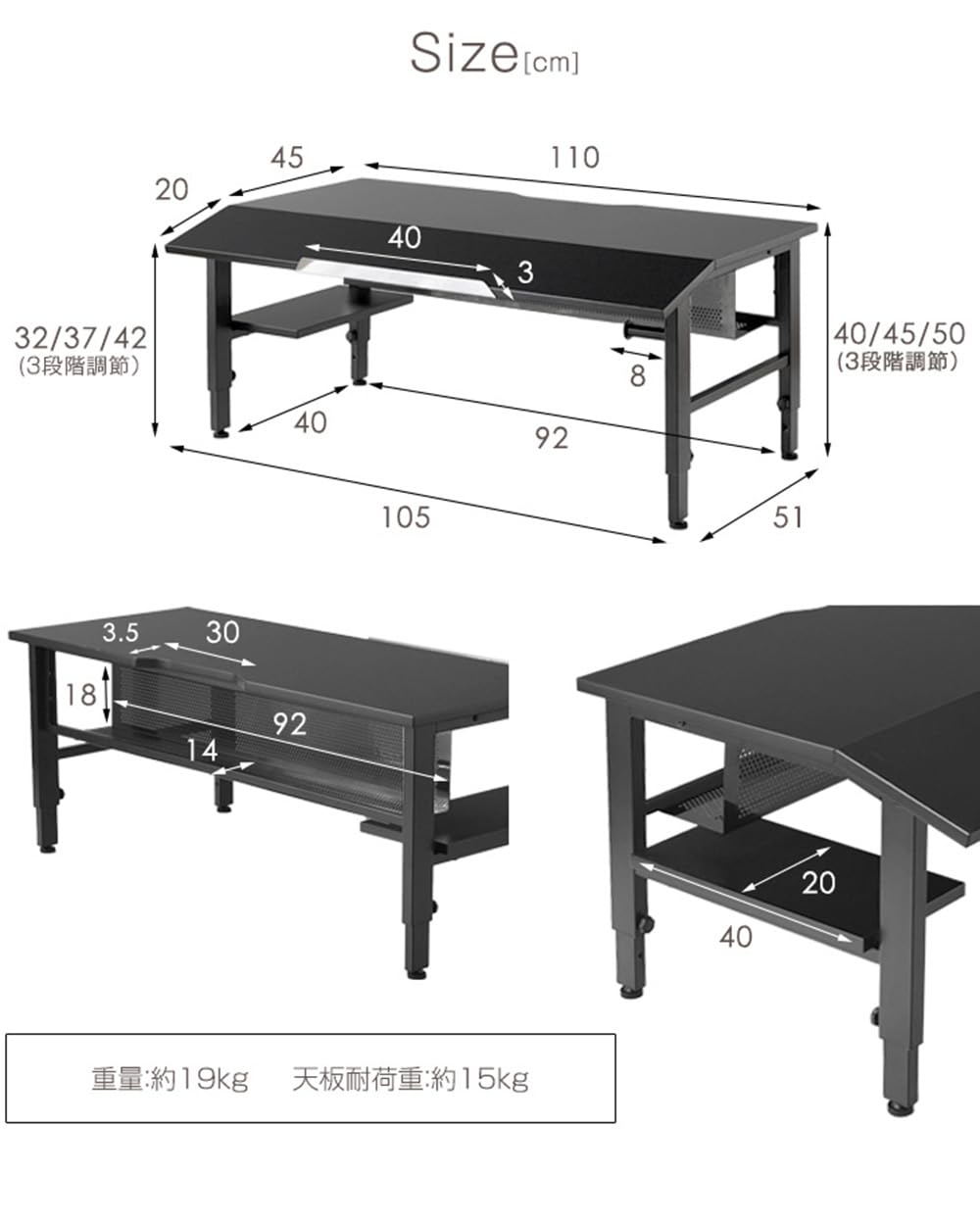 Amazon | CYBER-GROUND ゲーミングデスク 110cm ローデスク