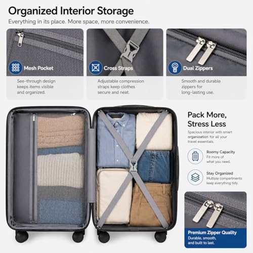 Image of YOETEY Luggage Sets 3 Piece, Expandable Hardshell Suitcase with TSA Lock & Silent Spinner Wheels, Lightweight Hardside Travel Suitcase Set for International Trips (20 /24 /28 in, Black)