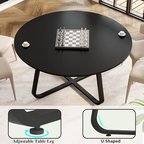 IBF 51inch Round Conference Table for 4-6 People, Business Meeting Table for Office and Conference Rooms,Black