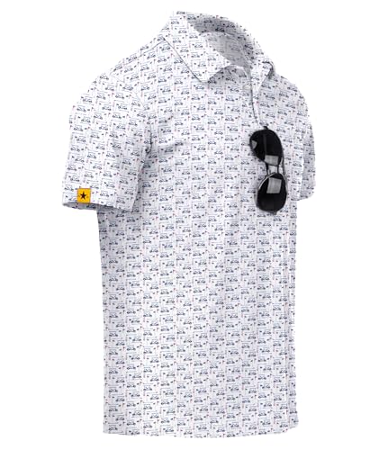 Image of ZITY Mens Golf Polo Shirts Short Sleeve UPF 50+ Performance Moisture Wicking Print Pattern Casual Collared Golf Shirt for Men