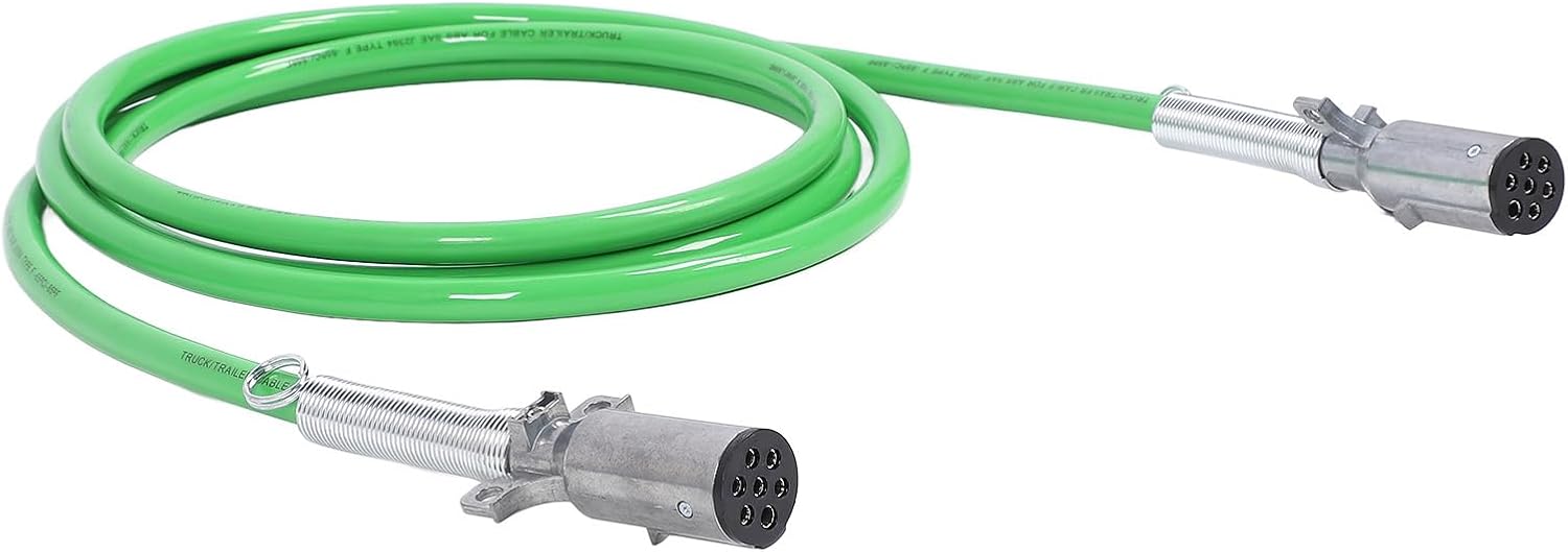 Luqeeg 15ft 7 Way Trailer Power Cord, Heavy Duty ABS Electrical Wire for Semi Trucks Tractors, Copper Made with SAE J560 Plug, Weather Proof for Cars RVs​