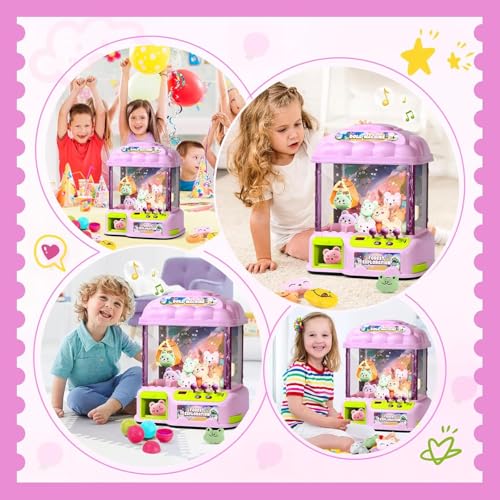 Image of Claw Machine for Kids, 30 Toys & 24 Game Coins & 20 Surprise Eggs | Musical Electronic Arcade Game Console Kids Claw Machine with Adjustable Sound, Christmas and Birthday Gift