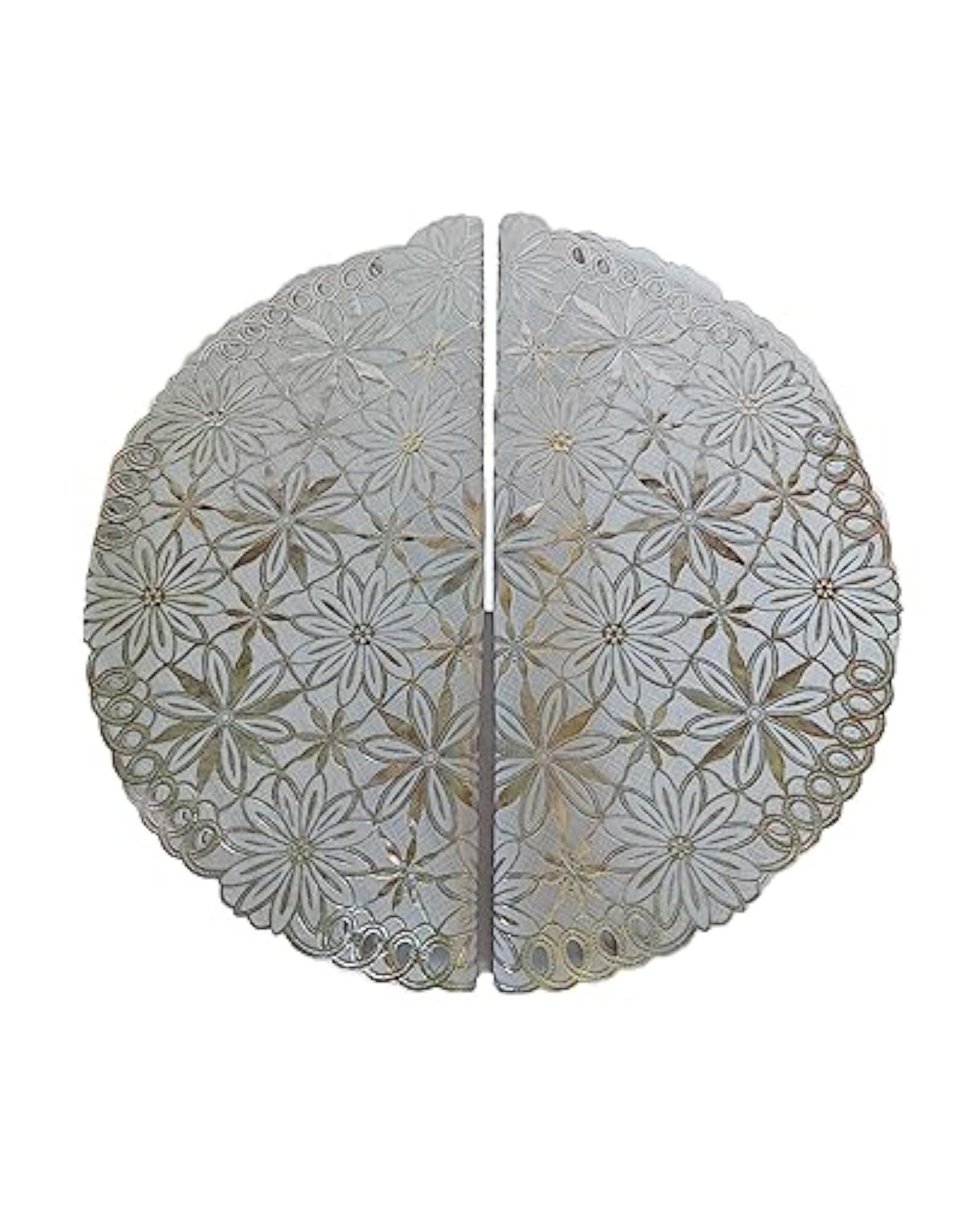Designer Flower Design PVC Pooja Thali Cover Combo of 2