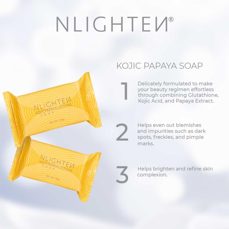 Nlighten Kojic Papaya with Glutathione Soap - Made in Korea 2pcs: Buy  Online at Best Price in UAE - Amazon.ae
