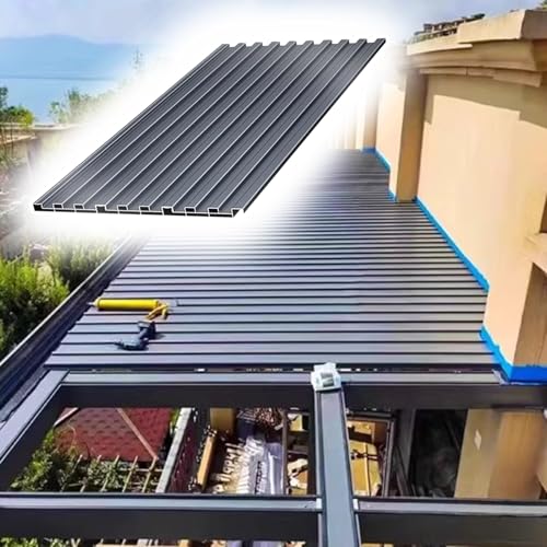 Láminas de techo corrugadas, paneles de techo de policarbonato para revestimiento de techos aislados, diseño trapezoidal ranurado para balcones y patios, 3,4 m de longitud