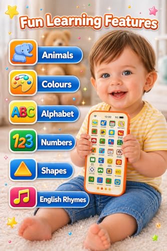 Image of Kids Learning Phone - Rechargeable Toy for Kids with 84 Learning Modes | Talking Dummy Mobile for Boys & Girls 2-14 Years | Educational Mobile Toy Gift with, Music & Games Flash Card Phone
