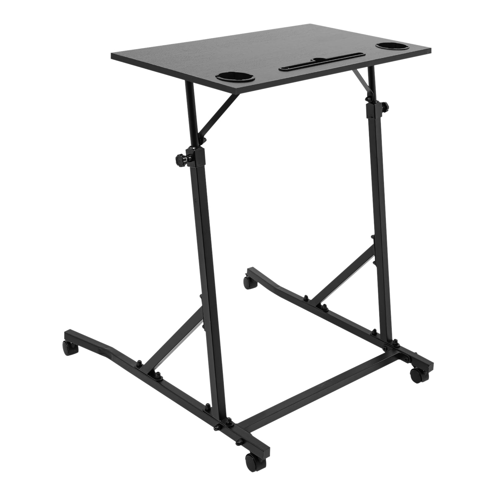 Czarne regulowane biurko do treningu rowerowego, regulowana wysokość, do jazdy na rowerze i trenerów rowerowych, 61 x 74 x 90-118 cm