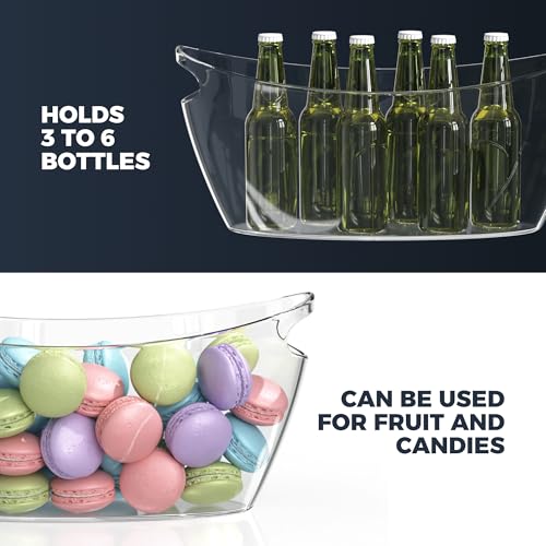 Clear Ice Buckets for Parties 3 Pack, 5.5L Clear Beverage Tub w/Handles & Scoops, Drink Buckets for Parties, Acrylic Beverage Tub, Mimosa Bar Supplies for Sparkling Wine Champagne Beer Drinks - Image 6