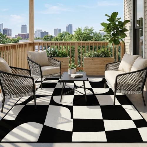 BreezeRise 5x7 Area Rug for Living Room,Modern Abstract Black and